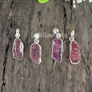 Natural Raw Ruby Necklace, 925 Sterling Silver Pendant, Raw Ruby Pendant, Raw Stone Pendant , Healing Crystal Ruby Necklace, Women Pendant