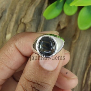 Natural Hawk Eye Ring, Handmade Ring, Sterling Silver Ring, Signet Ring, Artisan Silver Ring, Eye of the Tiger Ring, Gemstone Signet Ring
