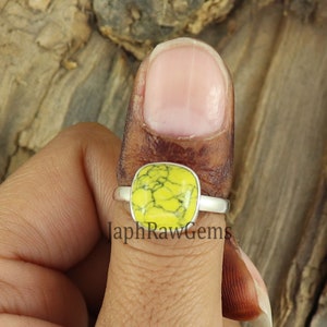 Yellow Turquoise Ring, 925 Sterling Silver Ring, Turquoise Gemstone Ring, Boho Ring, Statement Ring, Copper Turquoise Ring, Women Ring
