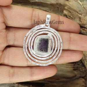 Raw Trapiche Amethyst Pendant, 925 Silver Pendant, Amethyst Pendant, Crystal Raw Pendant, Trapiche Amethyst Necklace, Gift For Her