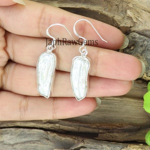 Raw Pearl Earring , 925 Silver Earring, Pearl Earring, Raw Crystal Earring, Rough Pearl Earring, Freshwater Pearl , Gift Earring Jewelry