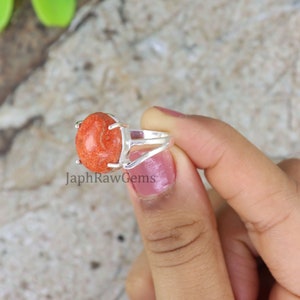 Natural Sponge Coral Ring, 925 Sterling Silver Ring, Raw Orange Gemstone Ring, Bohemian Statement Ring, Silver Prong Ring, Gift for Her