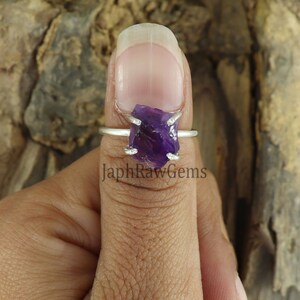 Raw Amethyst Ring, Amethyst Ring, Sterling Silver Ring, Uncut Gemstone Ring, Crystal Stone , Healing Crystal Raw Stone Ring, Gift for Her image 7