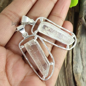 Raw Clear Quartz Pendant, 925 Silver Pendant , Large Crystal Pendant, Women Jewelry Pendant, Crystal Designer Pendant, Raw Jewelry