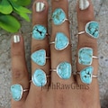 Raw Turquoise Ring: Chunky Sterling Silver, Natural Gemstone