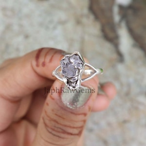 Raw Meteorite Ring, Sterling Silver Ring, Handmade Ring, Ster Dainty Silver Ring, Meteorite Ring, Middle Finger Ring, Meteorite Jewelry