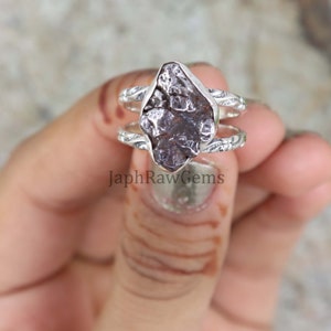 Raw Meteorite Ring, Sterling Silver Ring, Handmade Silver Ring, Authentic Meteorite Ring, Raw Silver Ring, Campo Del Cielo, Meteorite Ring
