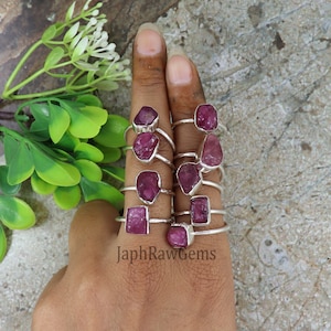 Raw Ruby Ring, 925 Sterling Silver Ring, Uncut Gemstone Ring, Crystal Raw Stone Ring, Ruby Silver Ring,  Healing Crystal Ring , Gift For Her