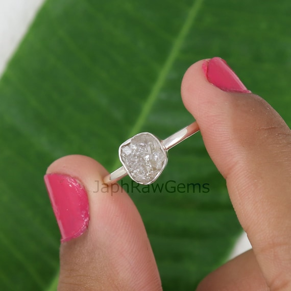 Raw Diamond Pave Engagement Ring, 14K White Gold Uncut Diamond Ring for  Women, Natural Rough Diamond Ring, Unique Engagement Ring - Etsy