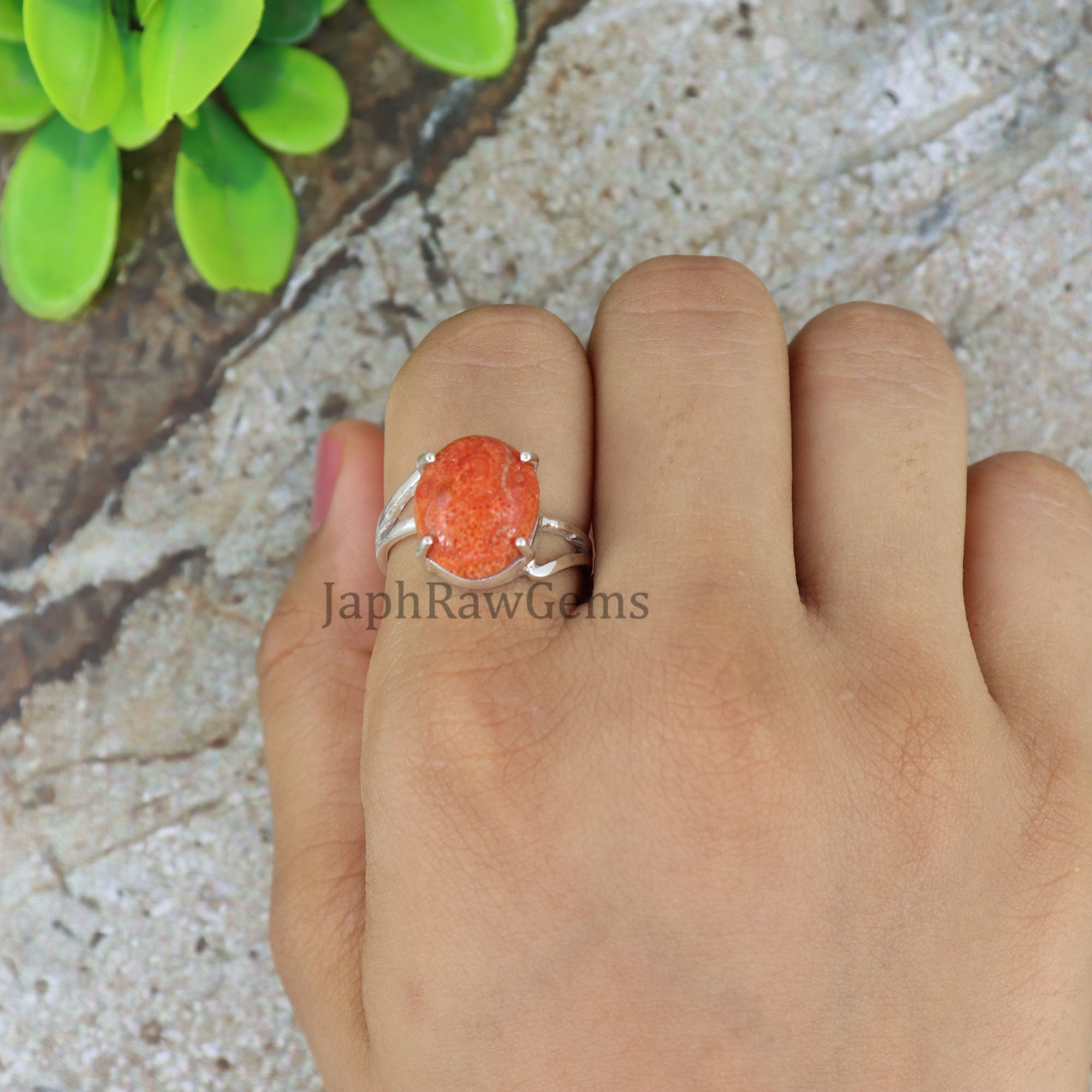 Orange Kyanite 3 Stone Ring- size 8 -Smoke & Embers Collection