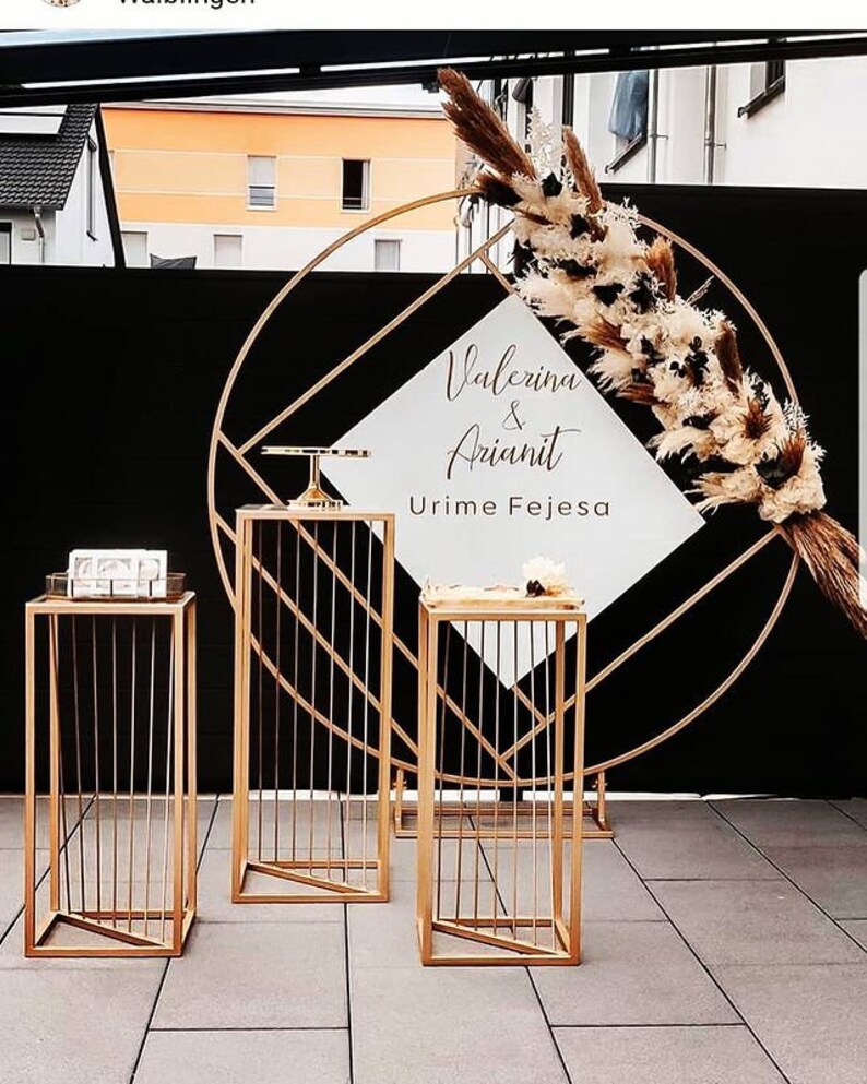 Gold Painting Round Wedding Arch Metal Arch Gold Arch Etsy