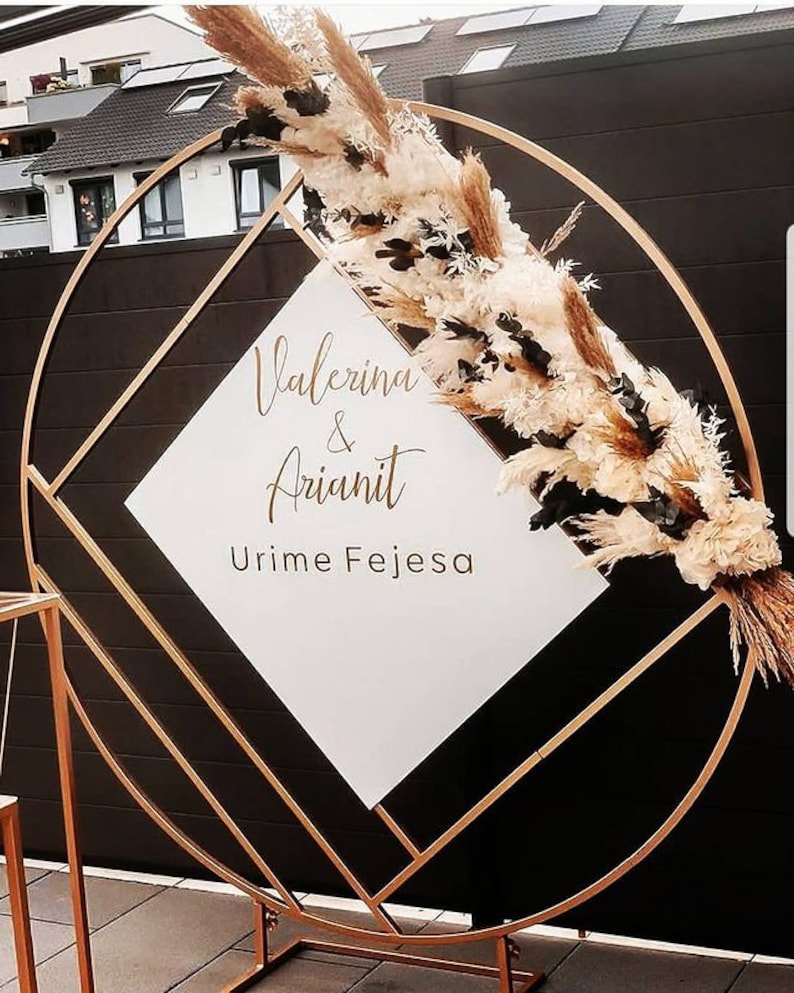 Gold Painting Round Wedding Arch Metal Arch Gold Arch Etsy