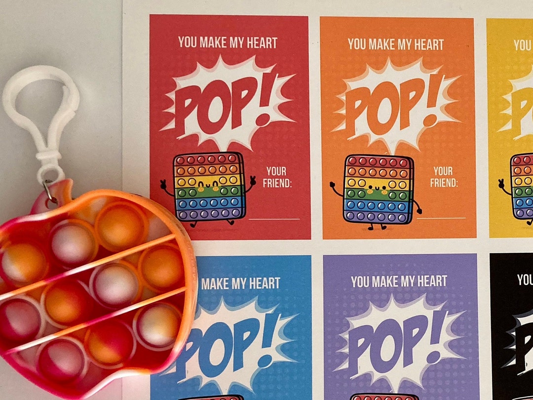Pop Valentine Printable Pop It Valentine Cards Class Classroom Exchange Non Candy Fidget