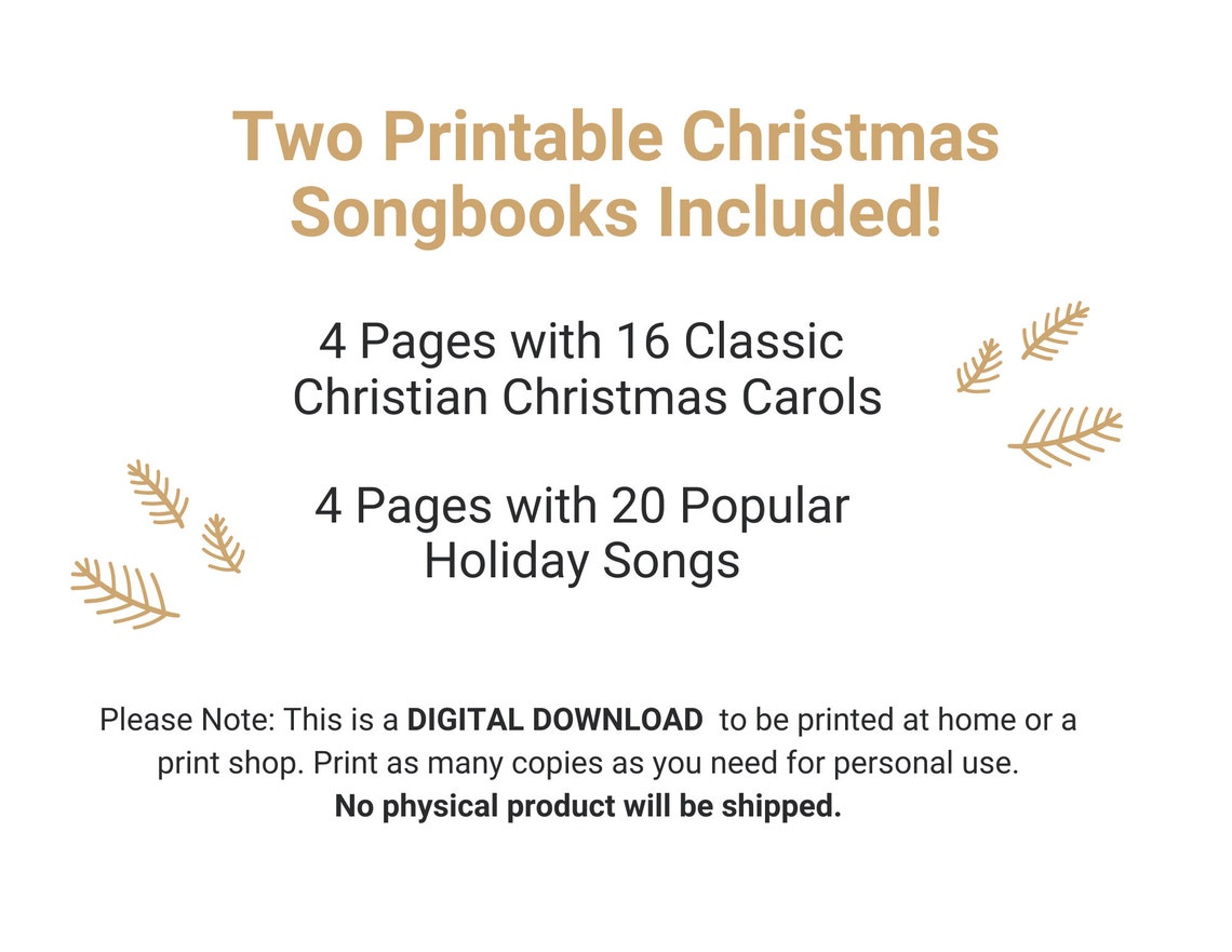 DIGITAL PRINTABLE Christmas Song Lyric Sheets Set of 8, Christmas ...