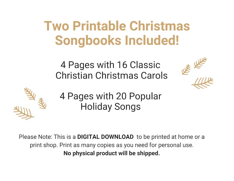 DIGITAL PRINTABLE Christmas Song Lyric Sheets Set of 8, Christmas ...