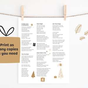DIGITAL PRINTABLE Christmas Song Lyric Sheets Set of 8, Christmas ...