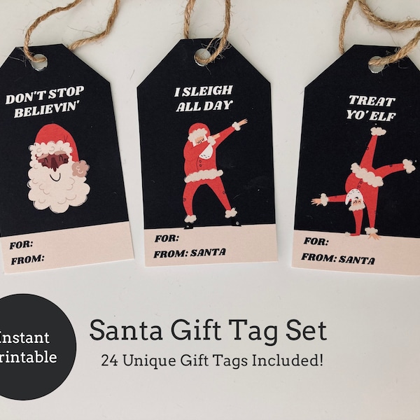 DIGITAL PRINTABLE Secret Santa Funny Gift Tags Set of 24 for Christmas, Unique Cool Secret Santa Gifts Work for Men and Women, Gift Ideas