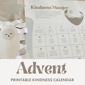 DIGITAL PRINTABLE Advent Weihnachten Aktivität, Happy Birthday Jesus, Adventskalender für Kinder Wiederverwendbare Familie Weihnachten Kindness Countdown pdf