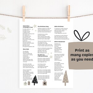 DIGITAL PRINTABLE Christmas Song Lyric Sheets Set of 4, Christmas ...