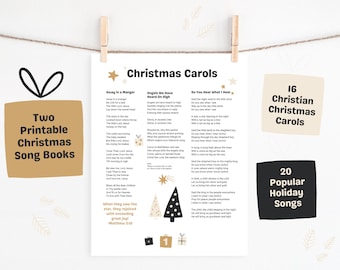 DIGITAL PRINTABLE Christmas Song Lyric Sheets Set of 8, Christmas Singalong, Christmas Carols, Christmas Caroling Book Music Lyric Sheets