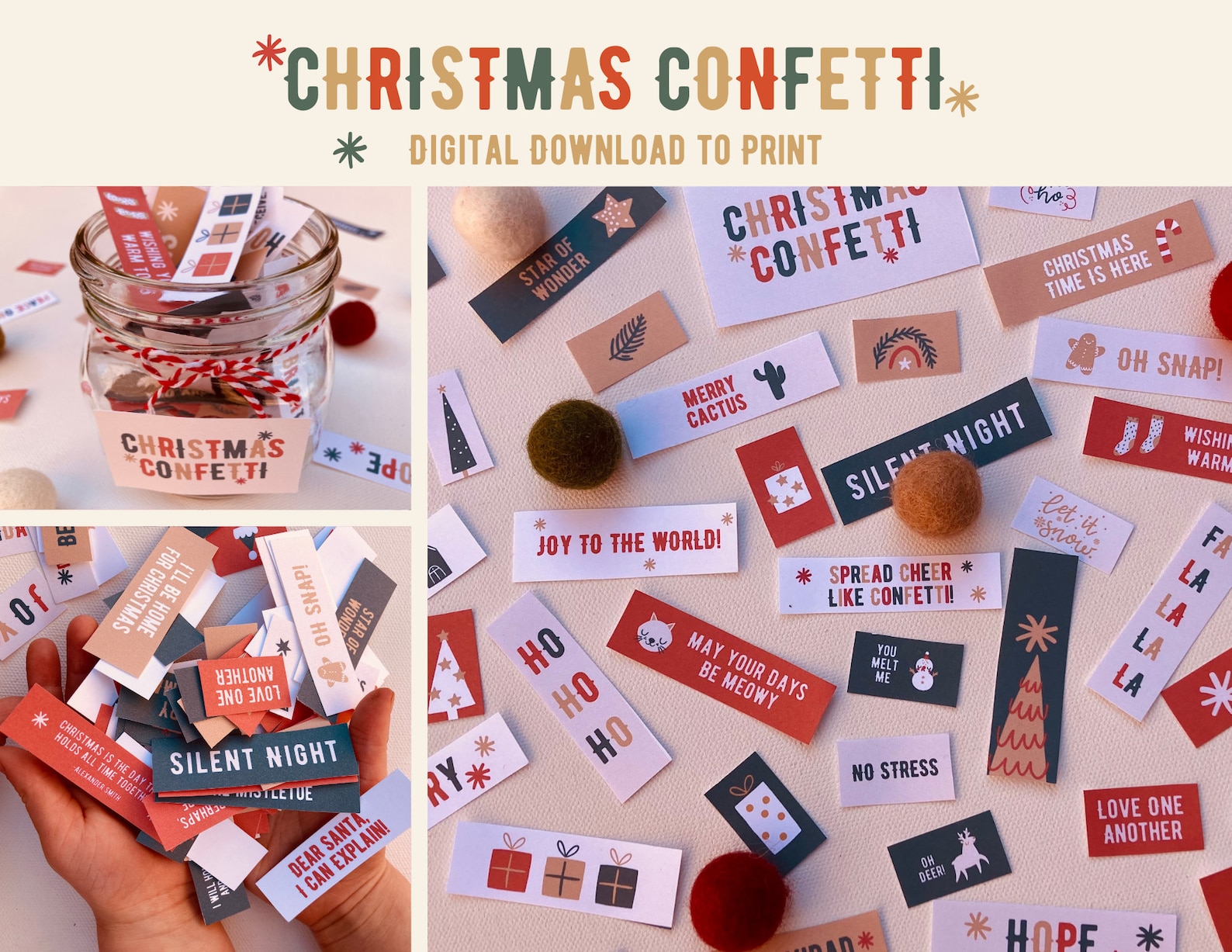 PRINTABLE Mini Christmas Notes, Printable Christmas Cracker Fillers