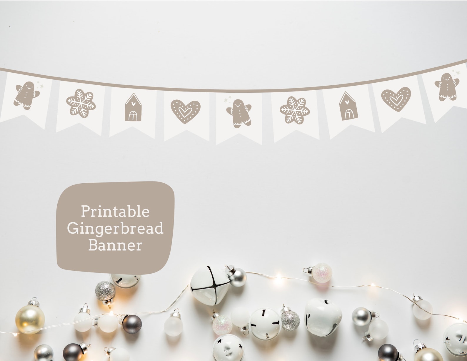 DIGITAL PRINTABLE Gingerbread Garland Gingerbread Banner Bunting Decor for Christmas Mantle or