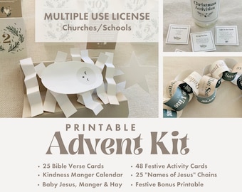 Printable Advent Calendar for Kids, Printable Advent Scripture Cards, Printable Advent Calendar Names of Jesus Multiple Unlimited Use