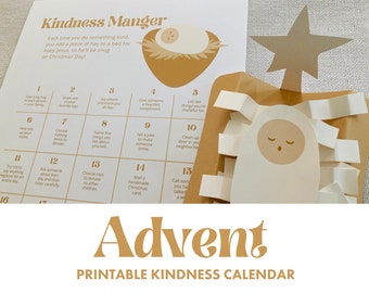 Kindness Manger Advent Calendar: Nativity Craft for Kids (Digital Download)