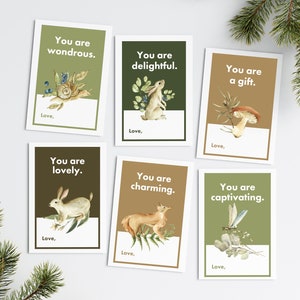Woodland Animal Valentijnsdagkaarten, Natuur Valentijnsdagkaarten, Bosklas Valentijnsdag, Printables Valentijnsdagkaarten