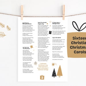 DIGITAL PRINTABLE Christmas Song Lyric Sheets Set of 8, Christmas ...