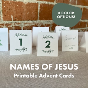 25 Namen von Jesus Adventskarten, Namen von Jesus Weihnachtsverzierungen, Adventskalender für Erwachsene, druckbarer christlicher Adventskalender,