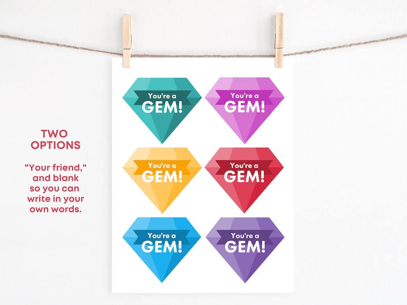 Gem Printable Valentines Day Cards Gemstone Ring Candy - Etsy