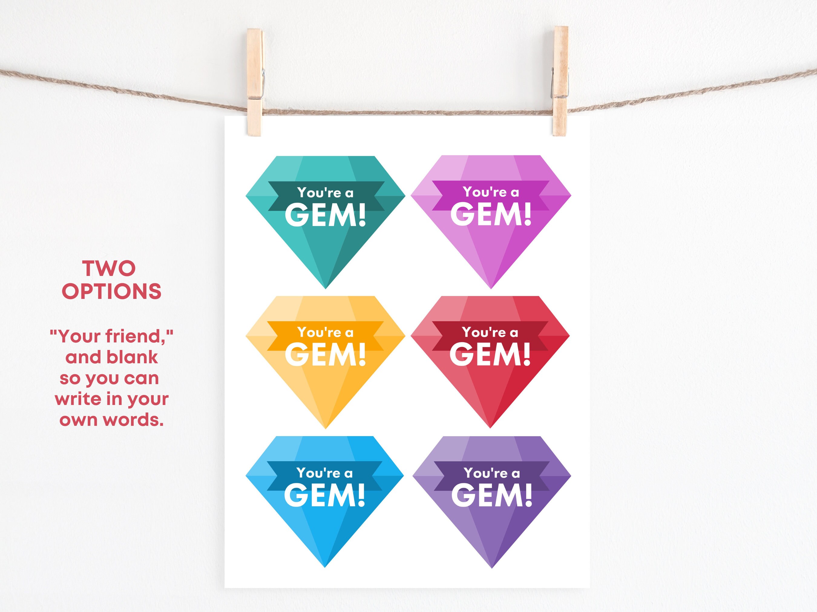 Gem Printable Valentines Day Cards Gemstone Ring Candy - Etsy