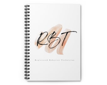 RBT Registered Behavior Technician Watercolor Design Spiral Notebook - Ruled Line