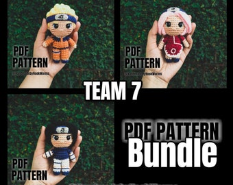 crochet doll amigurumi pattern, Team7 bundle, pdf pattern