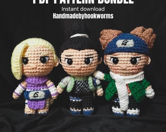 crochet doll amigurumi pattern, Group Ten bundle, pdf pattern