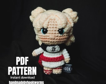 かぎ針編み人形の編みぐるみパターン、砂のプリンセス、PDFパターン