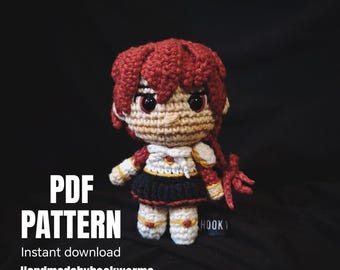 crochet doll amigurumi pattern, Fire princess , pdf pattern