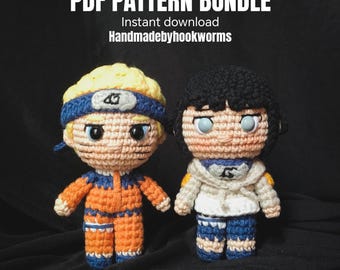 crochet doll amigurumi pattern, naru-hina bundle, pdf pattern