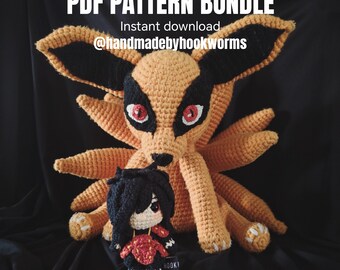 crochet doll amigurumi pattern, mada-kura bundle, pdf pattern