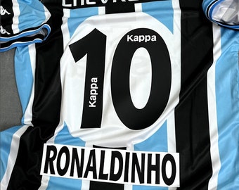 Vintage Gremio jersey, #10 Ronaldinho short sleeve jersey, Gremio retro short jersey, vintage soccer shirt, vintage jersey, football jersey