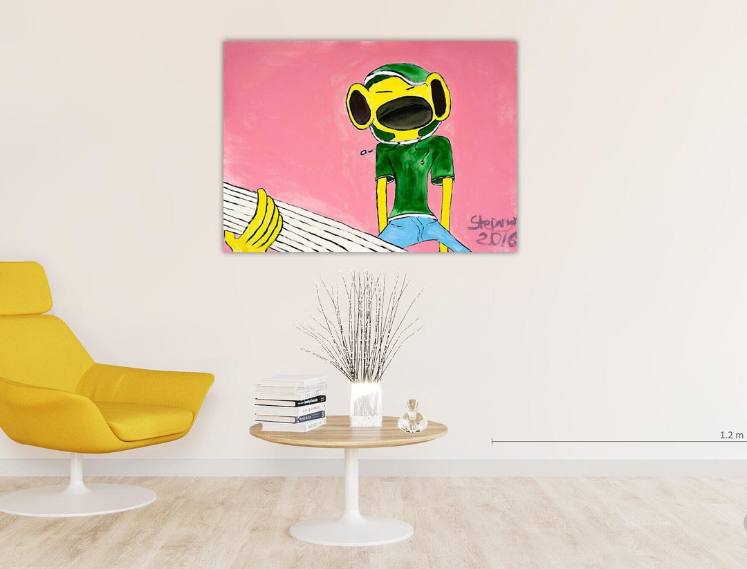 Abstract Art Painting Print Colourful Abstract Monkey Guitar - Etsy