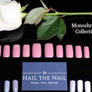 Extra wide Press on nails - Monochrome Collection- various colours and shapes