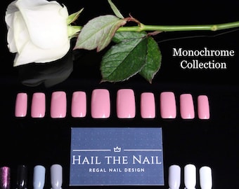 Extra wide Press on nails - Monochrome Collection- various colours and shapes