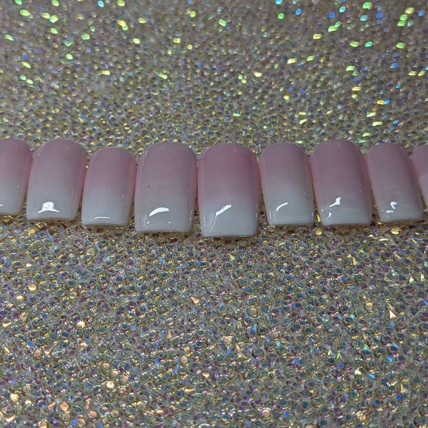 Extra wide Press on nails - French Ombre various shapes