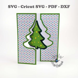 Z-Fold Swing Christmas Tree 3D Card con busta SVG / Cricut e Silhouette compatibili / File di taglio rapido e facile per biglietti di auguri natalizi
