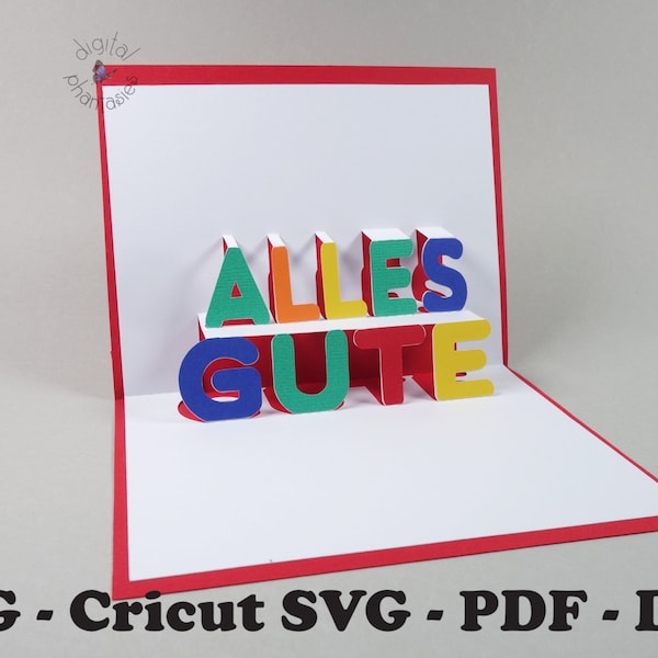 SVG Alles Gute Pop Up Card Instant Download File