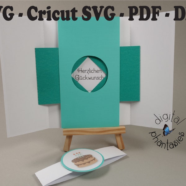 SVG Herzlichen Glückwunsch Shutter Card Instant Digital Download File