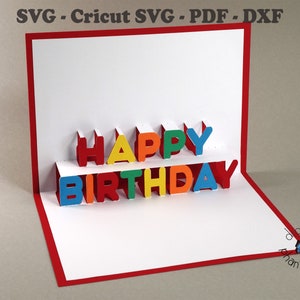 SVG Happy Birthday Pop Up Card Instant Download File