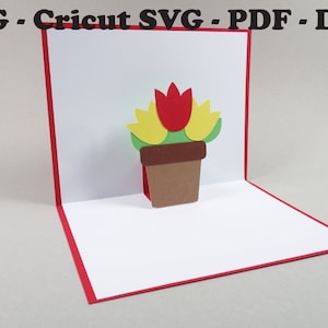SVG Tulip Flower Pot Pop Up Card Instant Download File